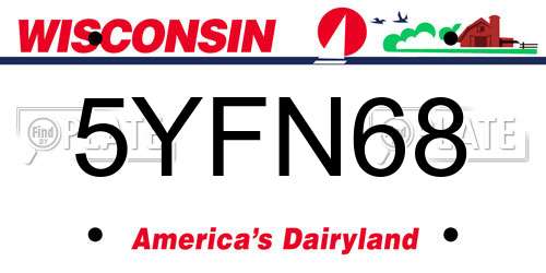 5YFN68 Wisconsin License Plate