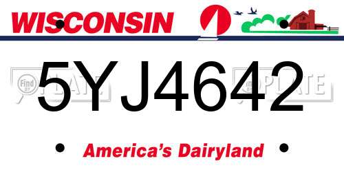 5YJ4642 Wisconsin License Plate