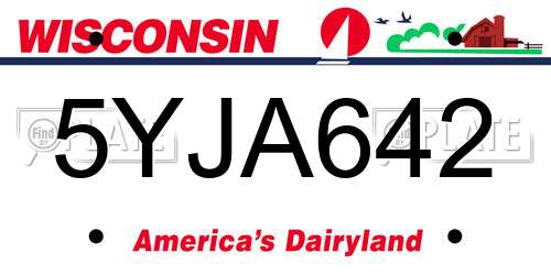 5YJA642 Wisconsin License Plate