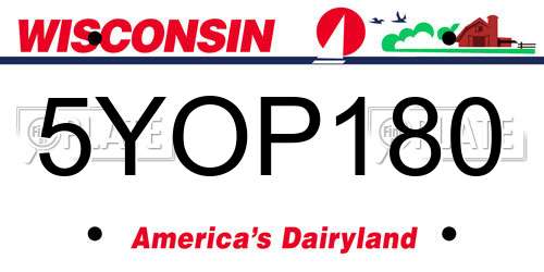 5YOP180 Wisconsin License Plate