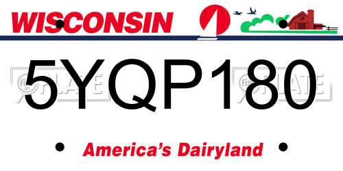 5YQP180 Wisconsin License Plate