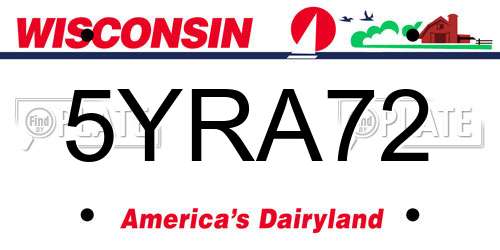 5YRA72 Wisconsin License Plate