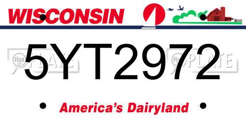 5YT2972 Wisconsin License Plate