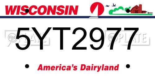 5YT2977 Wisconsin License Plate