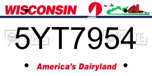 5YT7954 Wisconsin License Plate