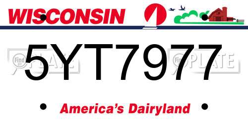 5YT7977 Wisconsin License Plate