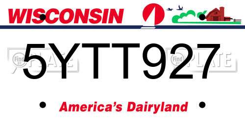 5YTT927 Wisconsin License Plate