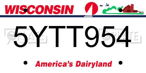 5YTT954 Wisconsin License Plate