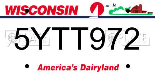 5YTT972 Wisconsin License Plate