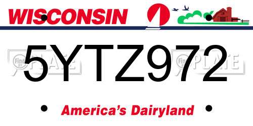 5YTZ972 Wisconsin License Plate