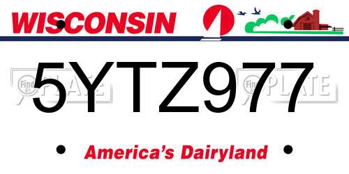 5YTZ977 Wisconsin License Plate