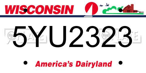 5YU2323 Wisconsin License Plate