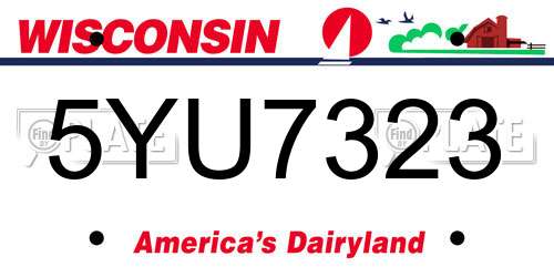 5YU7323 Wisconsin License Plate