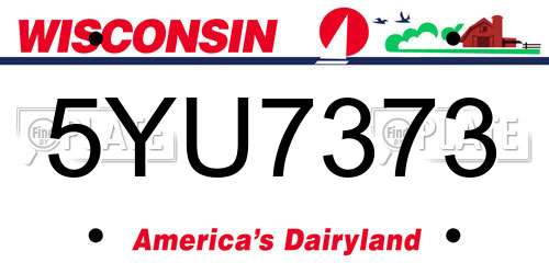 5YU7373 Wisconsin License Plate