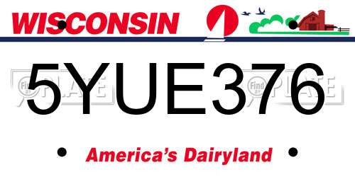 5YUE376 Wisconsin License Plate