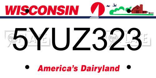 5YUZ323 Wisconsin License Plate