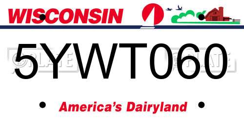 5YWT060 Wisconsin License Plate