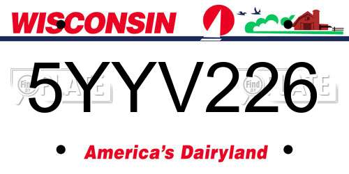5YYV226 Wisconsin License Plate