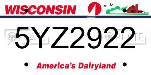 5YZ2922 Wisconsin License Plate