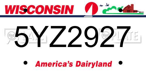 5YZ2927 Wisconsin License Plate
