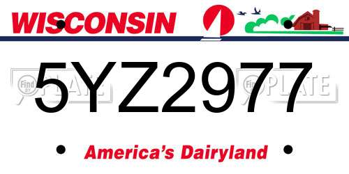 5YZ2977 Wisconsin License Plate