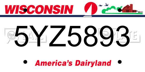 5YZ5893 Wisconsin License Plate