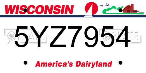 5YZ7954 Wisconsin License Plate