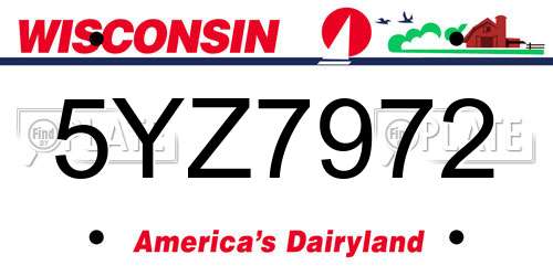 5YZ7972 Wisconsin License Plate