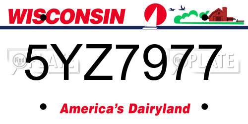 5YZ7977 Wisconsin License Plate