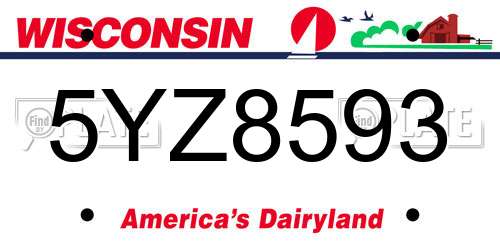5YZ8593 Wisconsin License Plate
