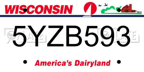 5YZB593 Wisconsin License Plate