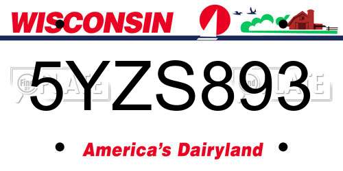 5YZS893 Wisconsin License Plate