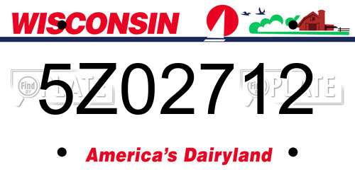 5Z02712 Wisconsin License Plate