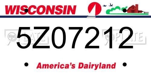 5Z07212 Wisconsin License Plate