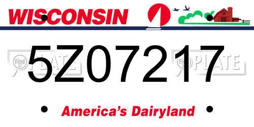 5Z07217 Wisconsin License Plate