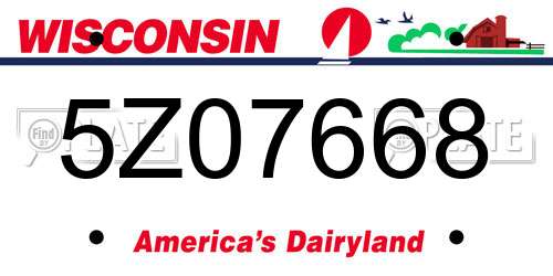 5Z07668 Wisconsin License Plate