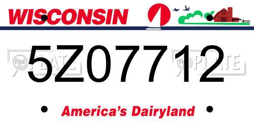5Z07712 Wisconsin License Plate