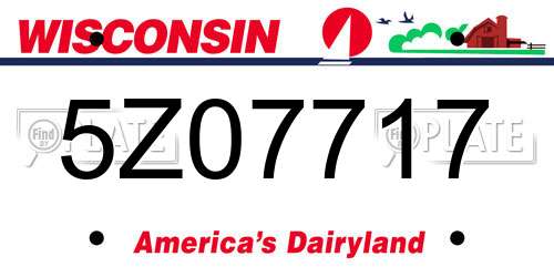 5Z07717 Wisconsin License Plate