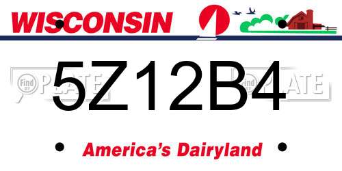5Z12B4 Wisconsin License Plate