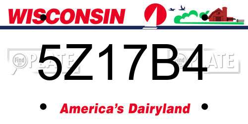 5Z17B4 Wisconsin License Plate