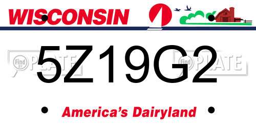 5Z19G2 Wisconsin License Plate