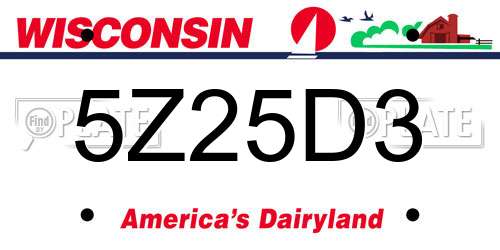 5Z25D3 Wisconsin License Plate