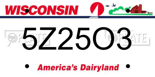 5Z25O3 Wisconsin License Plate