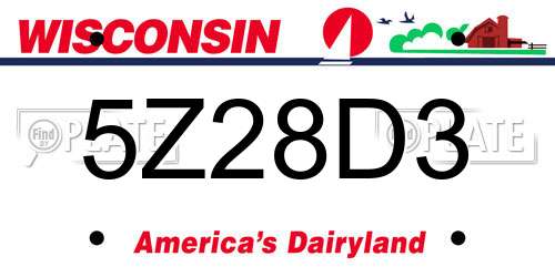 5Z28D3 Wisconsin License Plate