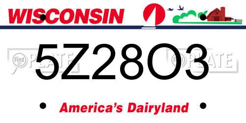 5Z28O3 Wisconsin License Plate