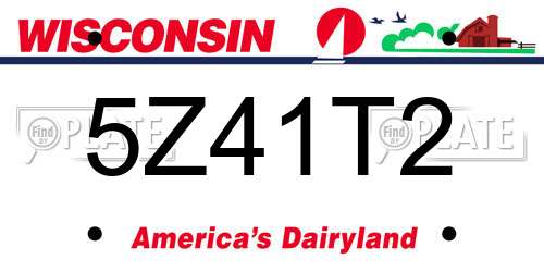 5Z41T2 Wisconsin License Plate