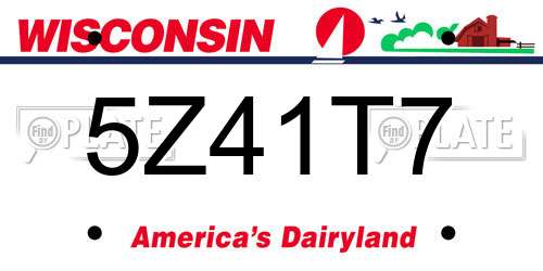 5Z41T7 Wisconsin License Plate