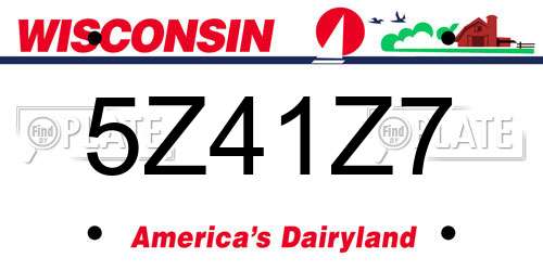 5Z41Z7 Wisconsin License Plate