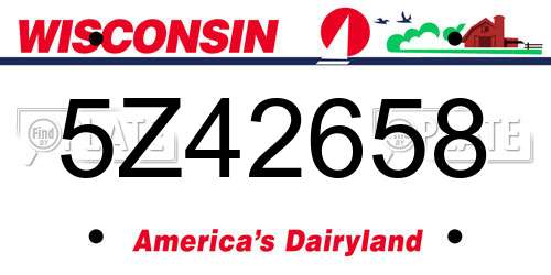 5Z42658 Wisconsin License Plate