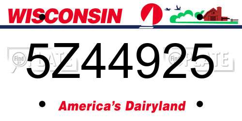 5Z44925 Wisconsin License Plate